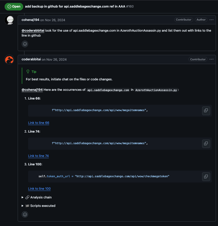 Github Chat Example