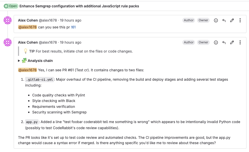 Gitlab Chat Example